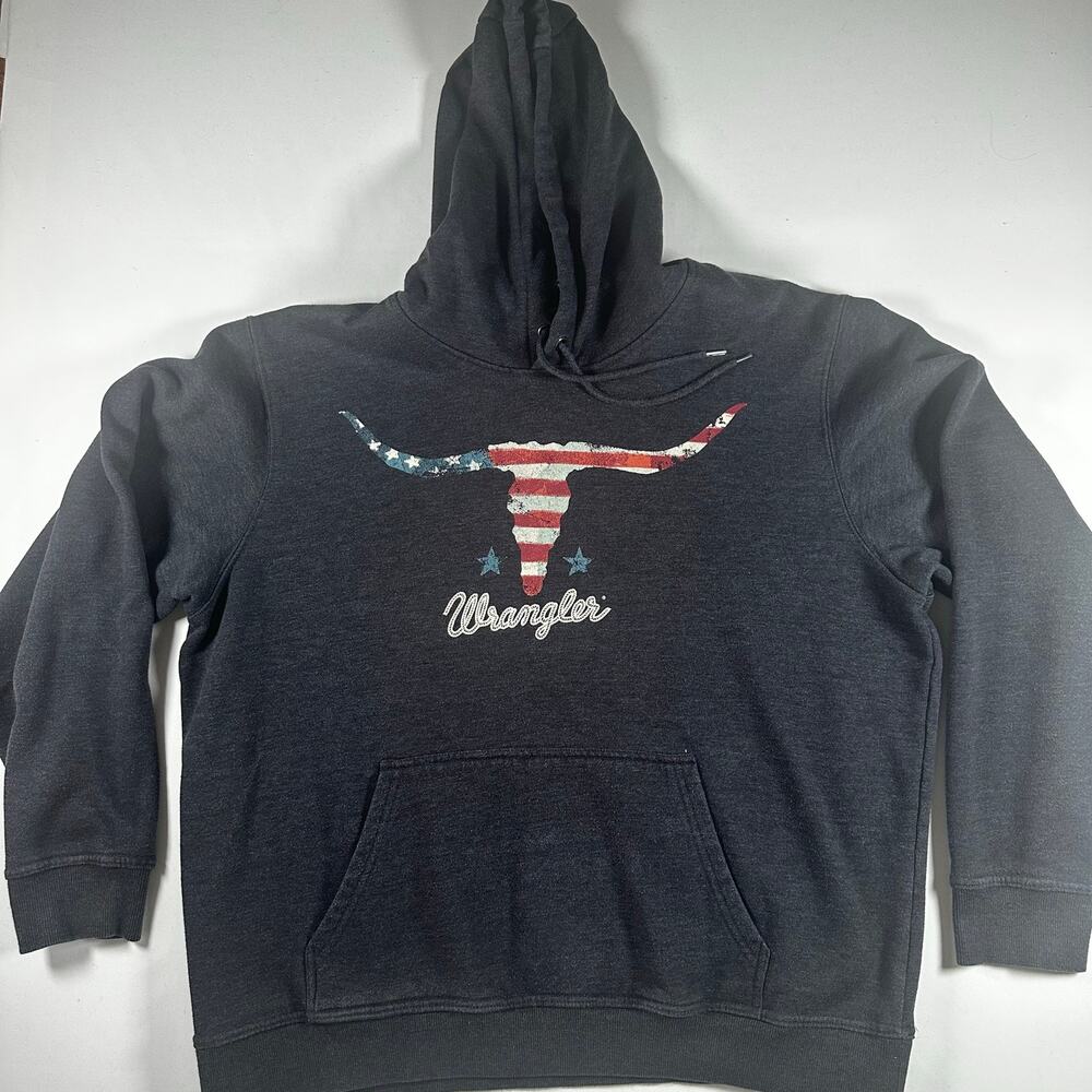 Wrangler Steer Horns American Flag Hoodie LARGE